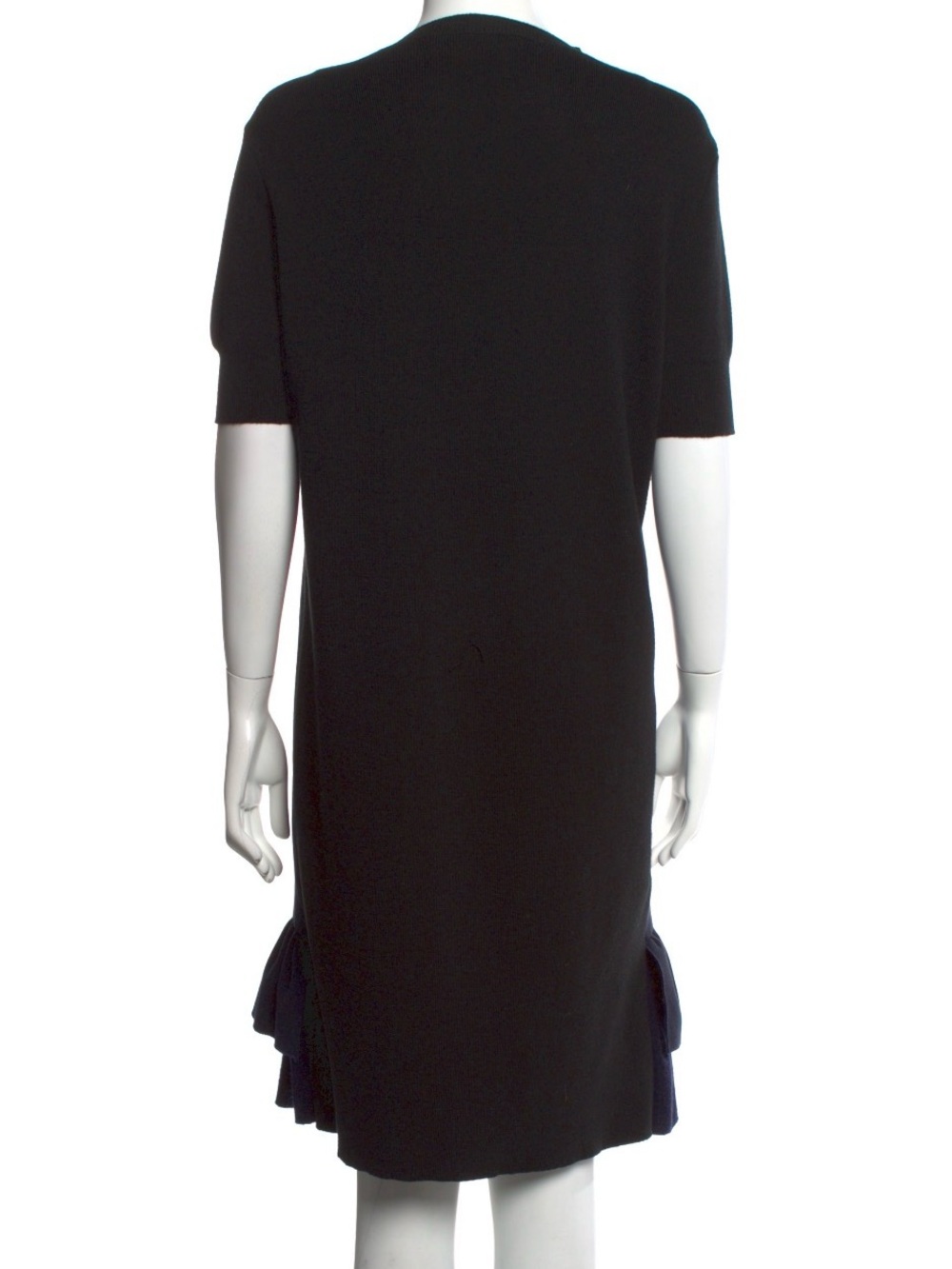 Marni Navy and Black Short-Sleeve Ruffle-Hem Midi Dress - Picture 3 of 3